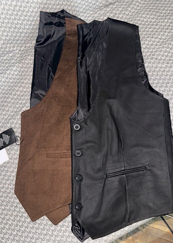 Düğmeli Kahverengi Süet Erkek Yelek M - Görsel 5