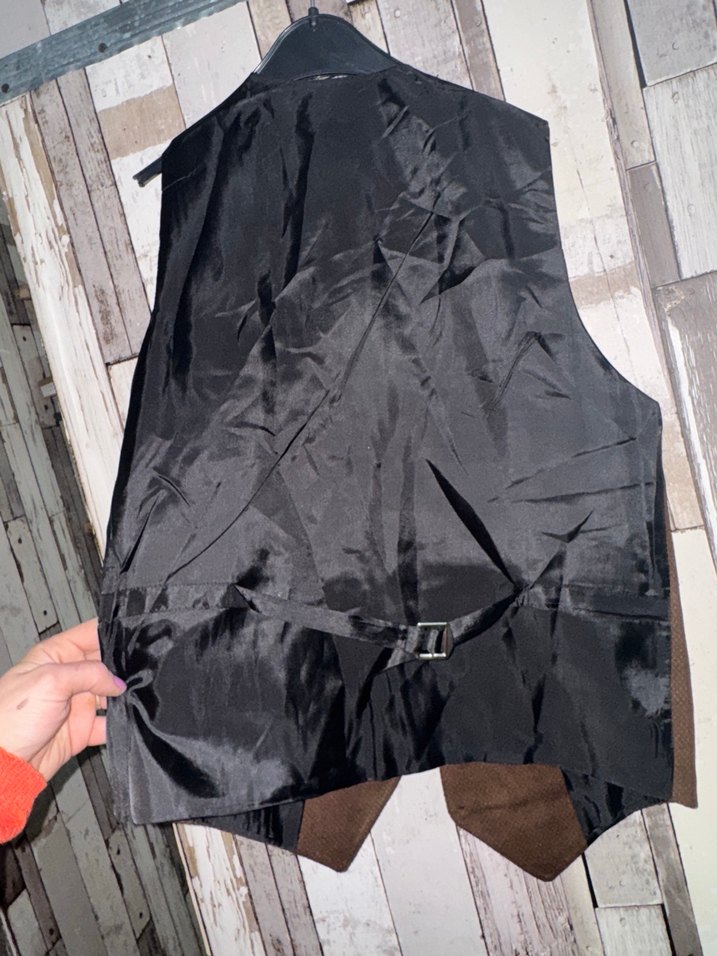 Düğmeli Kahverengi Süet Erkek Yelek M - Görsel 4