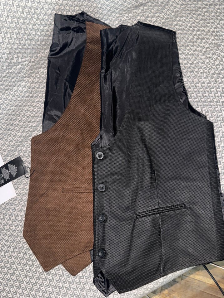 Düğmeli Kahverengi Süet Erkek Yelek M - Görsel 5