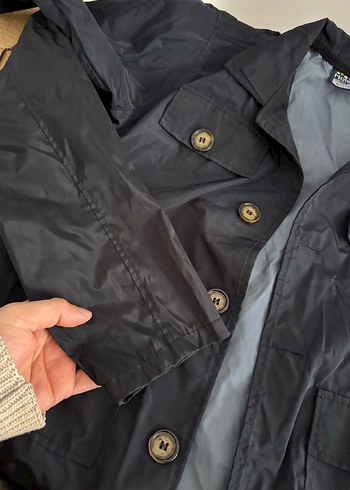 Düğmeli Siyah Erkek çocuk trençkot - Görsel 3