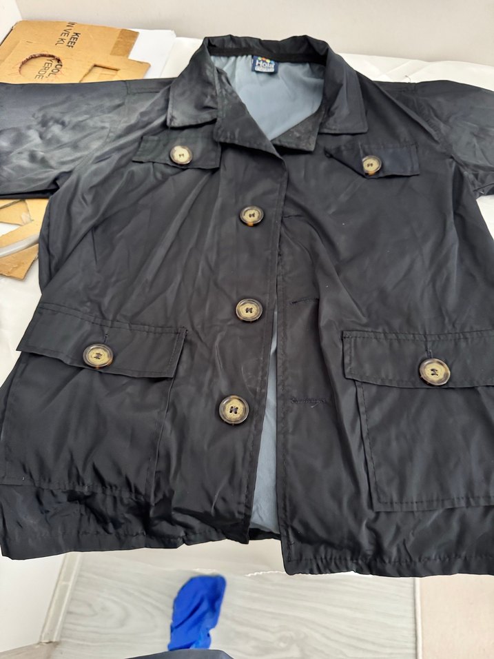 Düğmeli Siyah Erkek çocuk trençkot - Görsel 2