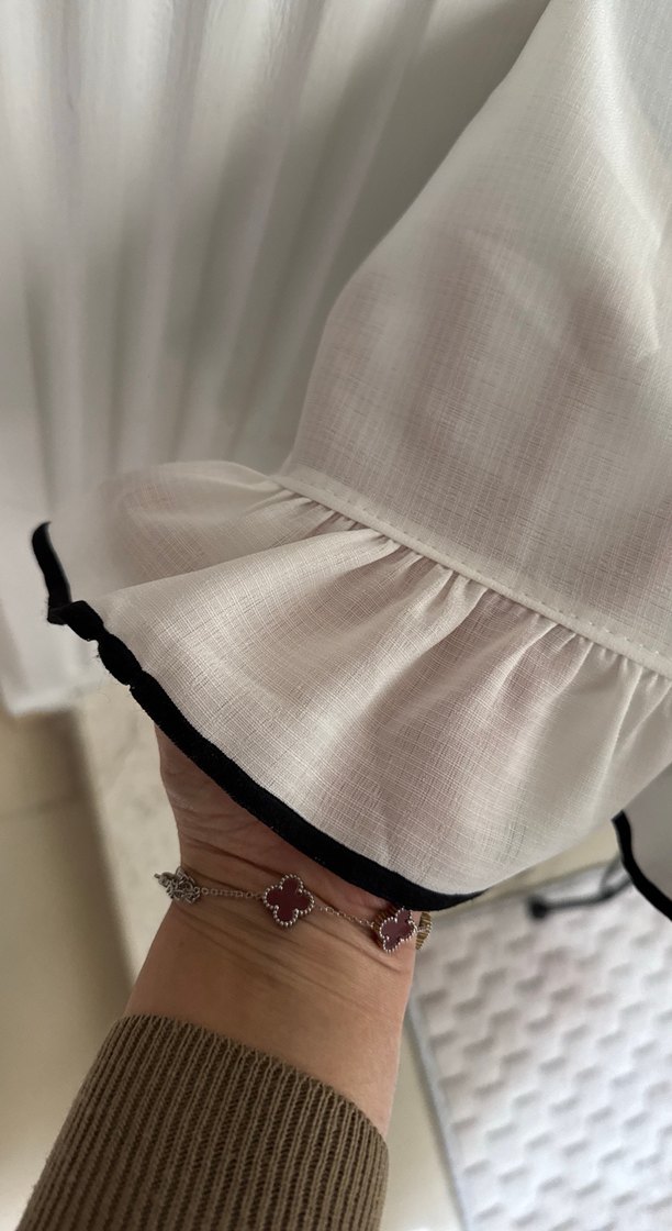 Nakışlı Modern Klasik Beyaz Masa Örtüsü - Görsel 2