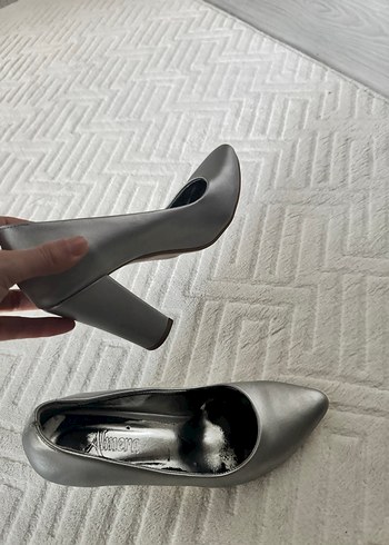 Gri Kadın Stiletto kadın Ayakkabısı - Görsel 3