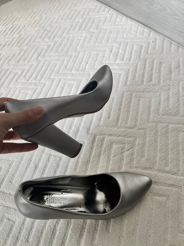 Gri Kadın Stiletto kadın Ayakkabısı - Görsel 3