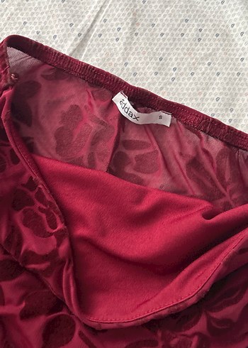 Bordo Desenli Hamile Midi Etek - Görsel 2