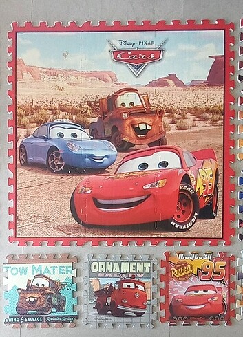 36 parça Disney Arabalar Şimşek McQueen puzzle yer matı