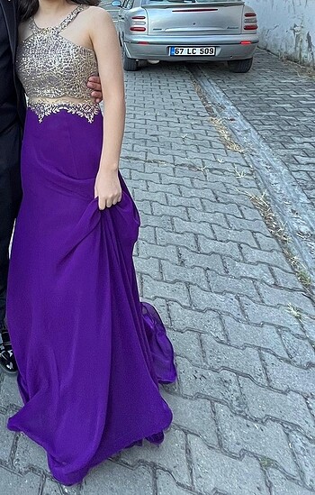 s Beden mor Renk Abiye Elbise