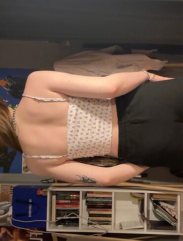 H&M h&M desenli askılı crop bluz