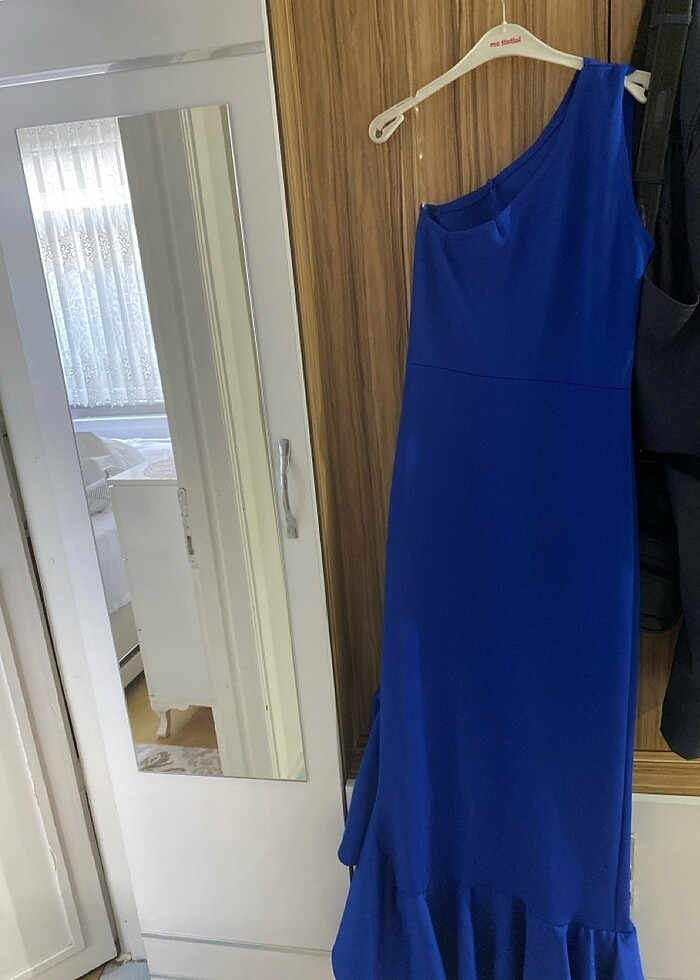 ŞAKS MAVİSİ ABİYE DAVET ELBİSESİ GECE ELBİSESİ - Görsel 2