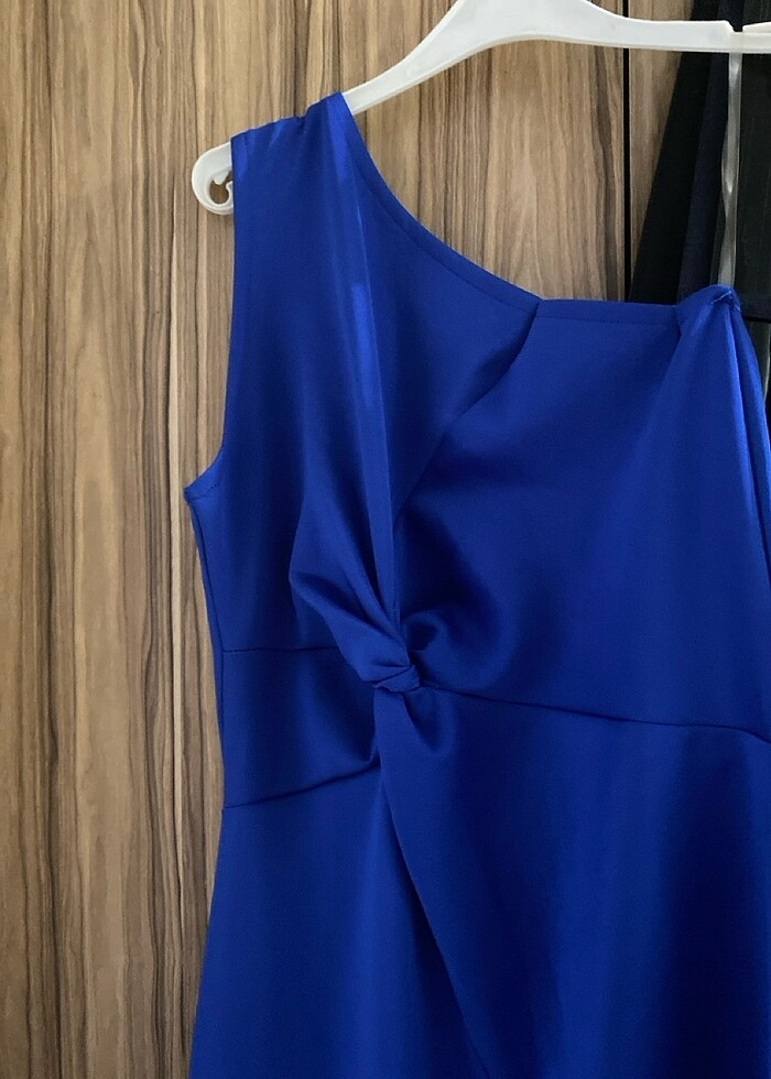 ŞAKS MAVİSİ ABİYE DAVET ELBİSESİ GECE ELBİSESİ - Görsel 3