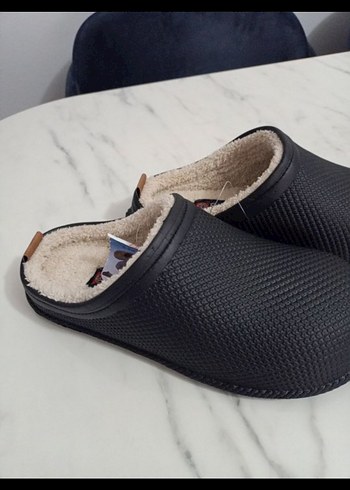 Gri Erkek Terlikler, Cırt Cırtlı, İnce Topuklu - Görsel 2