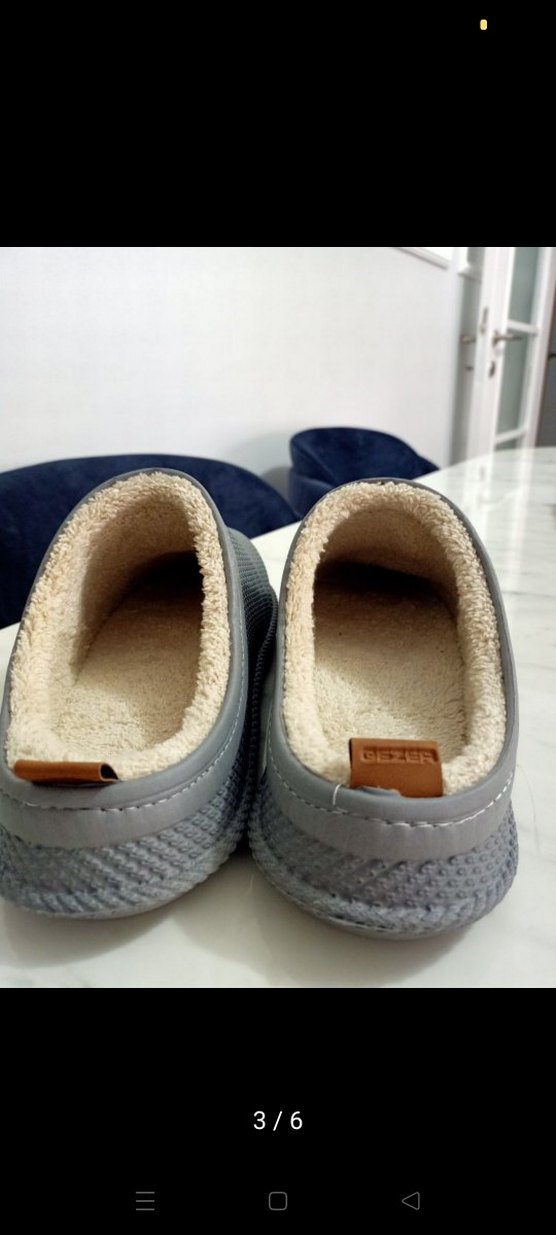 Gri Örgü Kadın Ev Terliği, Dolgu Topuklu - Görsel 3