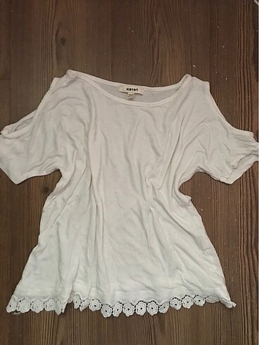 Beyaz crop/tshirt koton