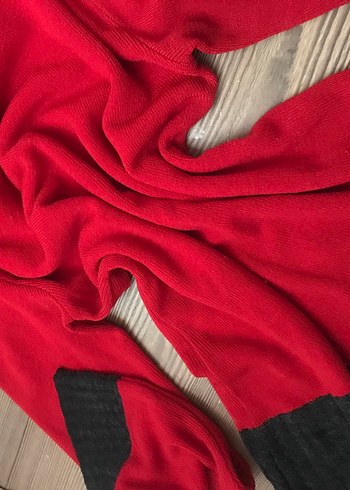 Uzun Kollu Kırmızı Kadın Kazak - Görsel 2