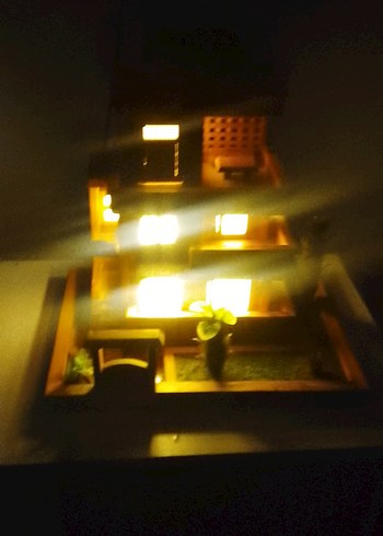 Diğer El Yapımı Bej Ahşap Dekoratif Masa Lambası