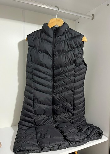 Siyah Uzun Kadın Kürk Detaylı Yelek - Görsel 4