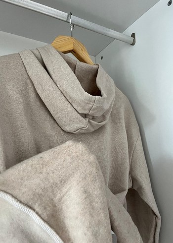 Bej Kapüşonlu Sweatshirt - Görsel 3