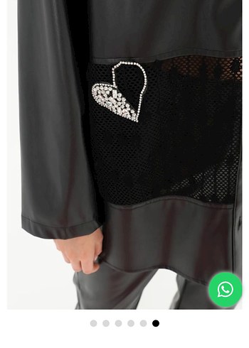 Siyah Deri Taşlı Gömlek - Görsel 2