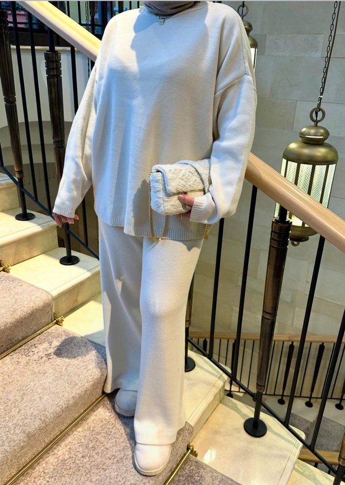 Beyaz Triko Kadın Takım - Görsel 2