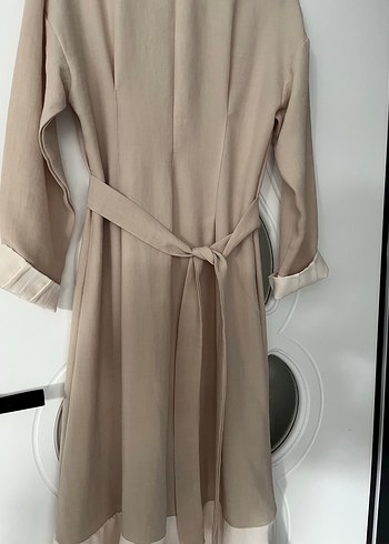 Bej Kadın Uzun Keten Elbise - Görsel 4