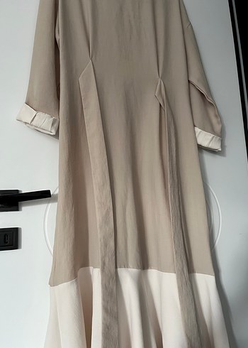 Bej Kadın Uzun Keten Elbise - Görsel 3