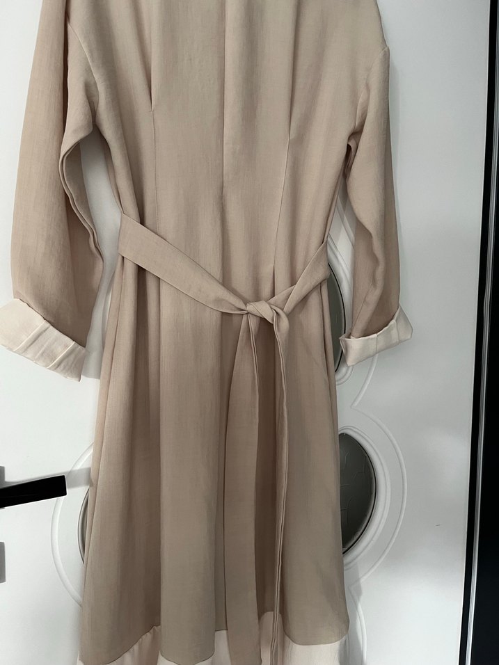 Bej Kadın Uzun Keten Elbise - Görsel 4