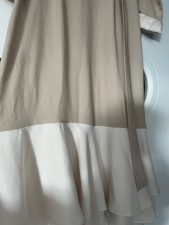 Bej Kadın Uzun Keten Elbise - Görsel 2