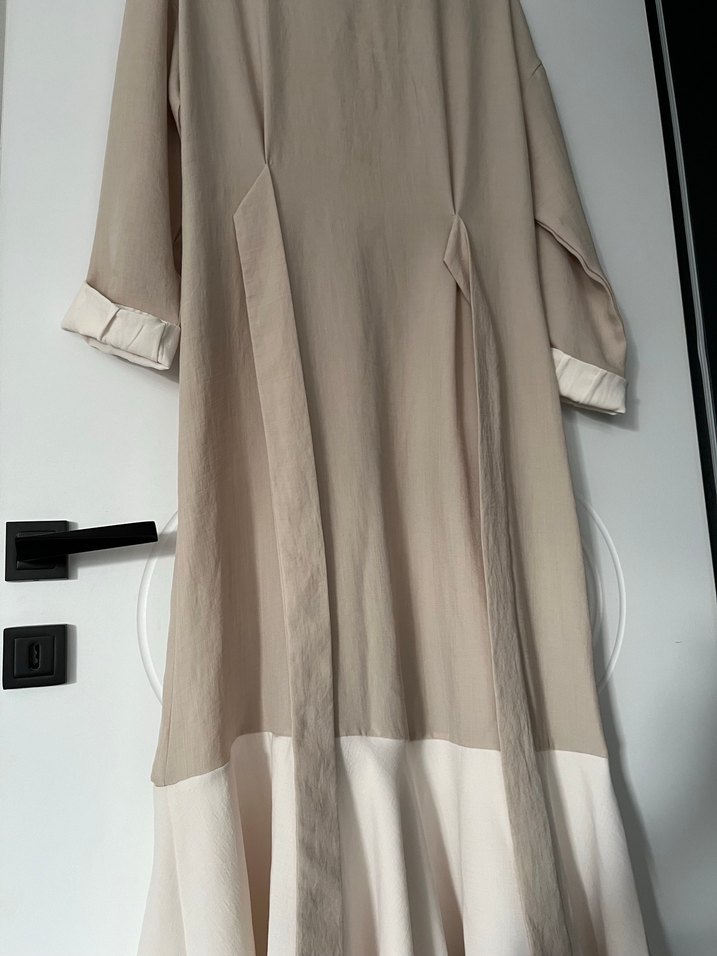 Bej Kadın Uzun Keten Elbise - Görsel 3