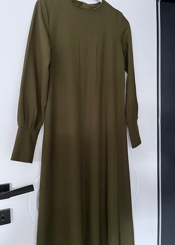 Kadın Haki Uzun Kollu Salaş Elbise - Görsel 2