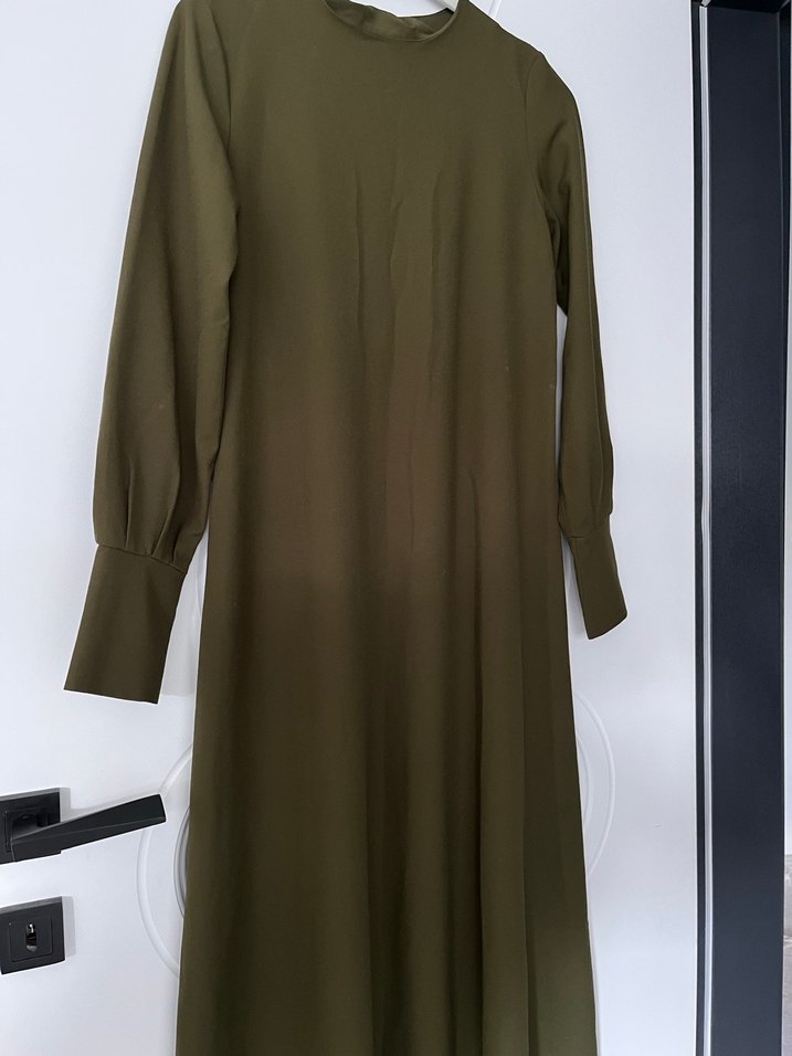 Kadın Haki Uzun Kollu Salaş Elbise - Görsel 2