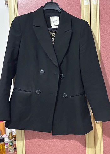 Siyah Kadın Düğmeli Midi Blazer - Görsel 2