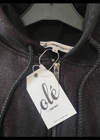 s Beden Siyah Deri Kapüşonlu Kısa Fermuarlı Sweatshirt