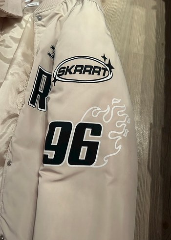 xs Beden beyaz Renk Baskılı Beyaz Kadın Oversize Ceket