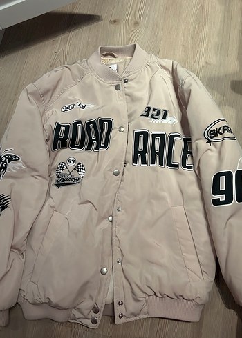 Baskılı Beyaz Kadın Oversize Ceket