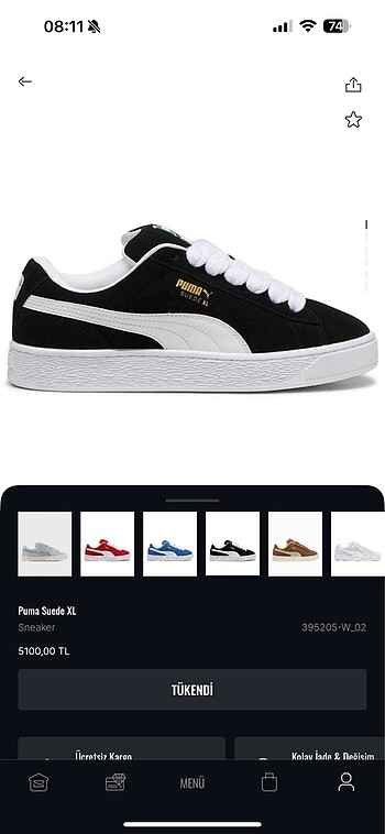 38,5 Beden siyah Renk Puma suede xl
