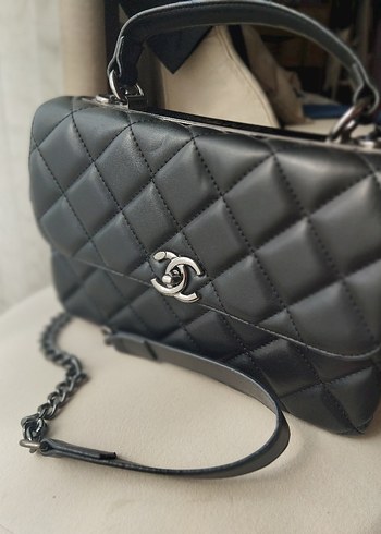 Zincir Detaylı Siyah Deri Kadın Çanta chanel