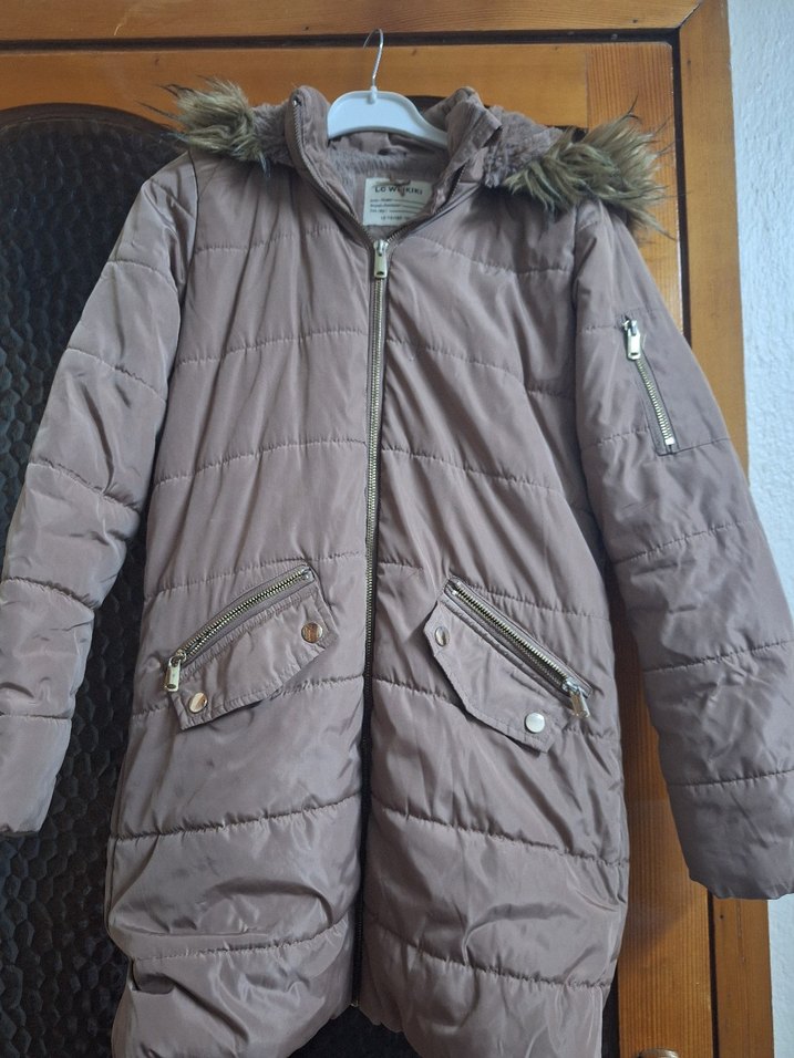 Bej Kürklü Midi Kadın Mont özür mevcutur - Görsel 3