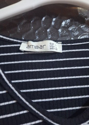 Çizgili V Yaka Uzun Kollu Triko Kadın Bluz - Görsel 2