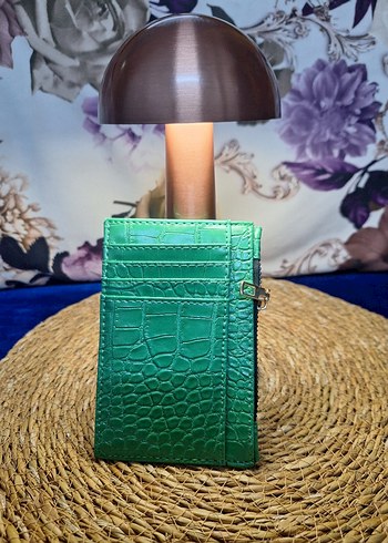 Yeşil Yılan Derisi Desenli Deri Kadın Cüzdanı - Ana görsel