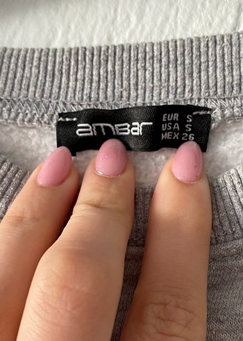 Gri Crop Sweatshirt  S Beden - Görsel 3