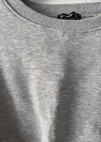 Gri Crop Sweatshirt  S Beden - Görsel 4