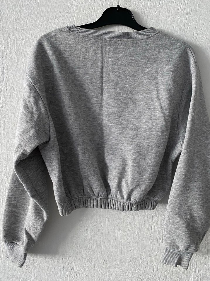 Gri Crop Sweatshirt  S Beden - Görsel 5