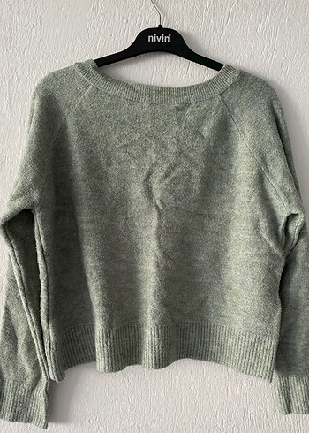 Koton V Yaka Yeşil Triko Kazak - Görsel 5