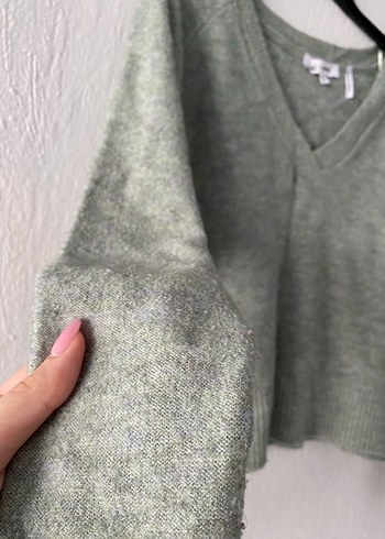 Koton V Yaka Yeşil Triko Kazak - Görsel 2