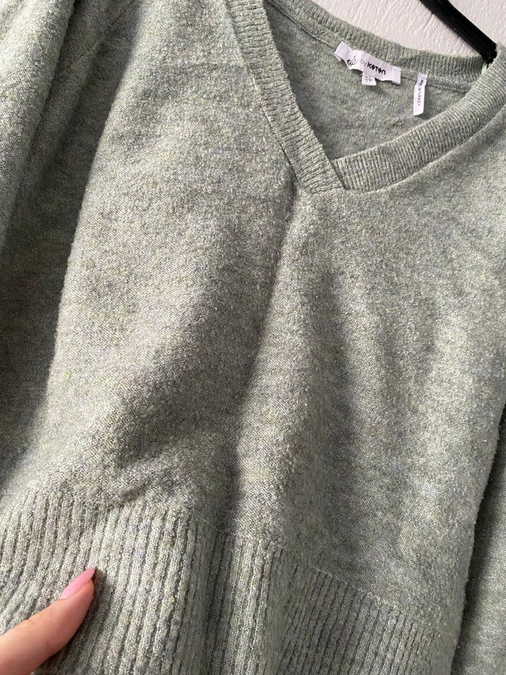 Koton V Yaka Yeşil Triko Kazak - Görsel 4