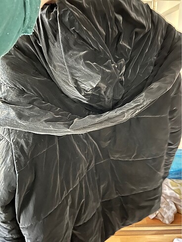 s Beden siyah Renk mavi jeans marka kadife görünümlü şişme mont