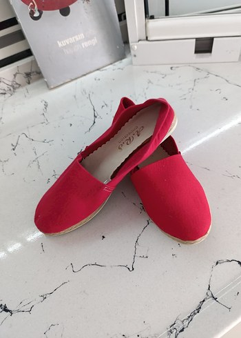 38 Beden kırmızı Renk Kırmızı Espadril babet