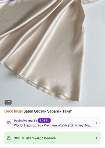 40 Beden ten rengi Renk Saten Mini Gecelik