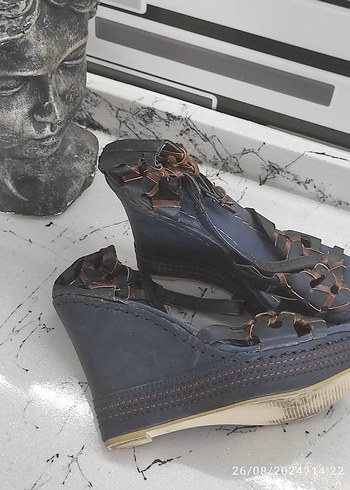 38 Beden mavi Renk Dolgu Topuklu Sandalet