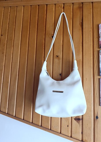 Beyaz Deri Minimalist Kadın Omuz Çantası